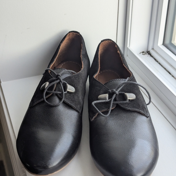 Bueno Black Leather Suede Oxford Flats 10 NWOT Workwear Goth Timeless NEW - Picture 7 of 16